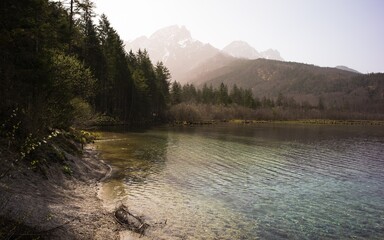 Salzkammergut - Almsee mit malerischer Landschaft und glasklarem Wasser