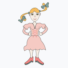 Little Girl. Girl in a pink dress with bows on her head