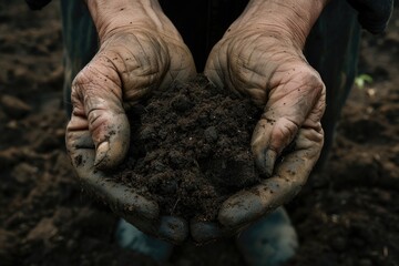 Soil stewardship in action, these hands bear the marks of dedication to the land.