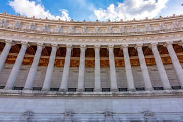 Columns of Vittoriano monument on Venice square in Rome, Italy