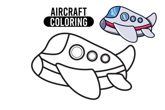 Coloring Page Outline Of cartoon aircraft. Professional transport. Coloring Book for kids. outline vector illustration isolated on white