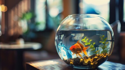 Obraz na płótnie Canvas Aquarium with fish in cozy room interior. Background concept