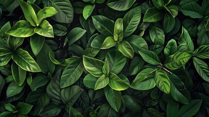 Capturing the essence of a garden, this dark green leafy background offers a natural cover for environment and ecology themes or greenery wallpaper designs