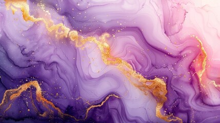 purple watercolor background with Golden shiny and Liquid marble texture