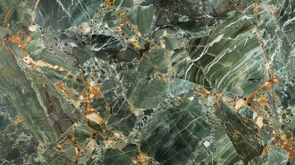 Natural breccia marble tiles in green create a luxurious texture for ceramic walls and floors, reflecting the quality of Emperador premium Italian glossy granite