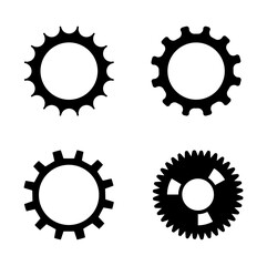 Black and white gears. Working mechanism vector