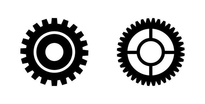 Black and white gears. Working mechanism vector