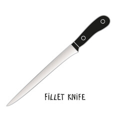 Knife With Black Handle on White Background