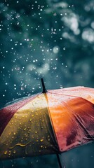 Close-up of a colorful umbrella. Weather Forecast. A spring shower