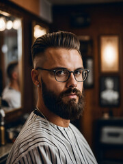 A man with a beard in a barbershop