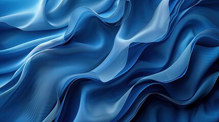 Curvy Blue Surfaces. Modern Abstract 3D Background. abstract blue background with layers of silk folded drapery - obrazy, fototapety, plakaty