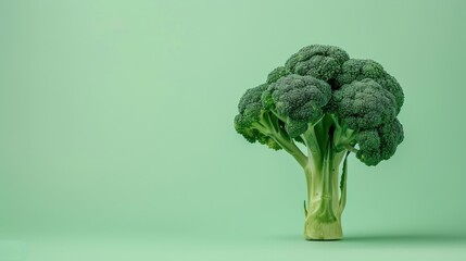 Broccoli cabbage on a colored background. A perfect sprig of fresh broccoli. Fresh harvest, the concept of healthy eating and vegetarianism. - obrazy, fototapety, plakaty
