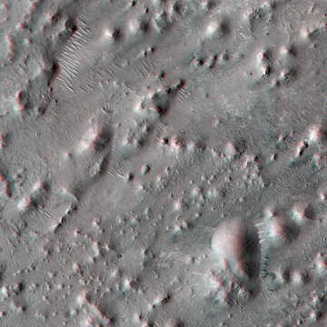 Mars in 3D. Inverted Channel Feature. Anaglyph image. Use red/cyan 3d glasses.
Image from the Mars Reconnaissance Orbiter. NASA/JPL/University of Arizona.