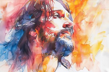 Jesus Christ Watercolor Ministry Painting, Religious Illustration
