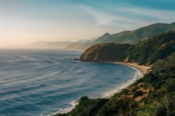 Fototapeta premium Coastal vista captivates with its breathtaking natural beauty