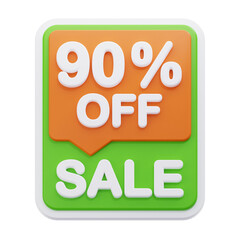 sale 90 percent 3d icon illustration