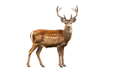 Majestic deer standing gracefully in front of a luminous white background