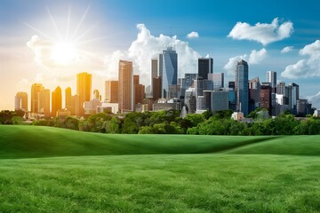 Obraz premium Green cityscape promotes eco friendly concepts for sustainable living