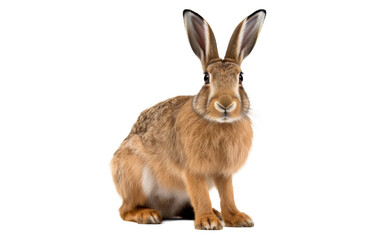 Fototapeta premium Brown rabbit peacefully seated on pristine white floor