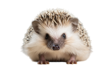 A small hedgehog perched gracefully on a pristine white surface