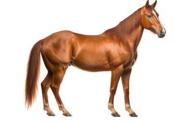 Obraz premium A magnificent brown horse standing gracefully in front of a pristine white background
