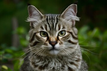 Naklejka premium Photo Close up portrait captures undomesticated cats wild essence