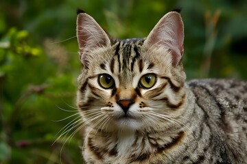 Obraz premium Photo Close up portrait captures undomesticated cats wild essence