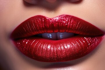 Close-up shot of lipstick texture on lips, detailing unique properties