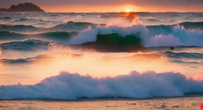Beautiful 3d view of waves on the beach