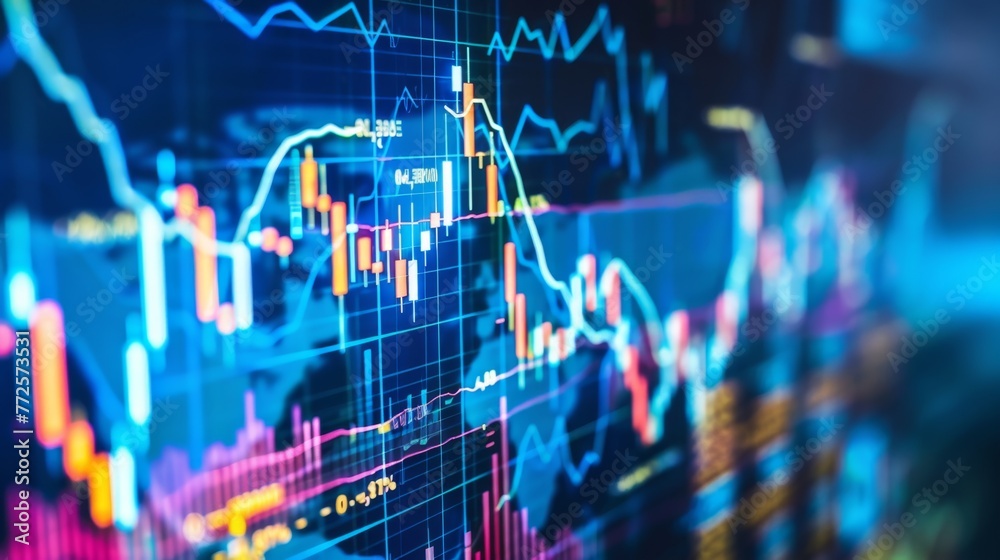 Poster Close Up of Stock Chart on a Computer Screen