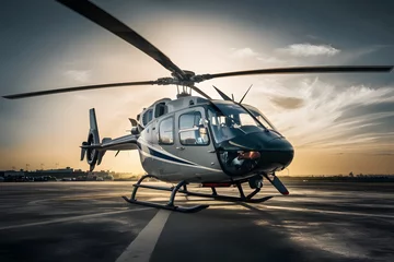 Outdoor kussens Publish Commercial helicopter at airport and airfield for transportation © Jawed Gfx