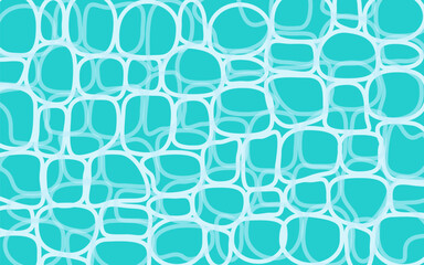 The bottom of the pool is rippling and reflecting. Summer background. The texture of the water surface. View from above. Vector background of the illustration