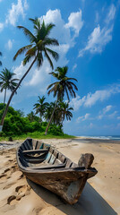 Fototapeta na wymiar Tranquil Allure of the Konkan Coast: A Perfect Blend of Serene Seascape, Verdant Flora, and Rich Culture