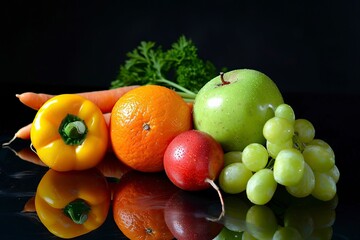 Assorted Fruits and Vegetables on Table - obrazy, fototapety, plakaty