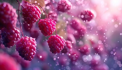 Falling fresh ripe wild berries