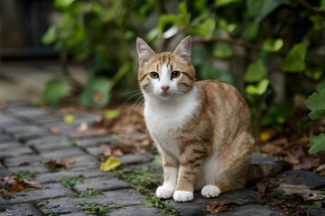 Naklejka na ściany i meble Street cats charm shines in beautiful outdoor portrait capture