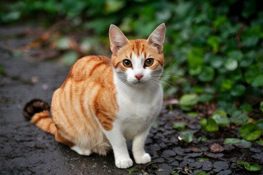 Street cats charm shines in beautiful outdoor portrait capture