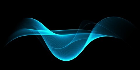 Neon motion glowing wavy lines. Abstract technology light lines background. Glitter blue wave light effect
