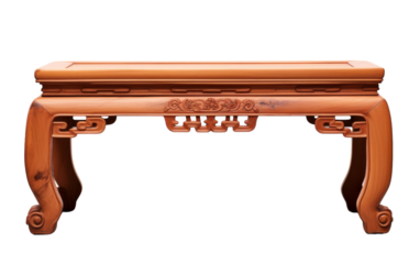Intricately carved wooden bench displaying unique designs and patterns
