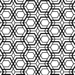 Abstract. black and white hexagon geometric background pattern seamless. Vector.