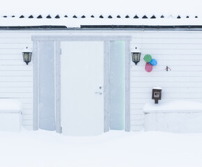 door with snow