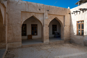 Old buildings architecture in the Wakrah souq (Traditional Market).