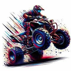 illustration of a Quad atv extreme sport racing in a dynamic high speed racing pose
