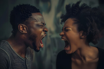 Image of a black couple screaming at each other 8k - obrazy, fototapety, plakaty