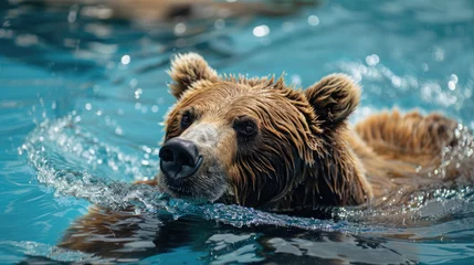 Fototapeten A bear swimming in the water © brillianata