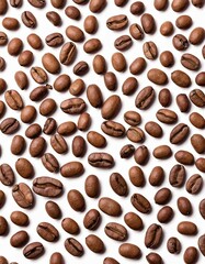 Dark Roast Coffee Beans on White Background