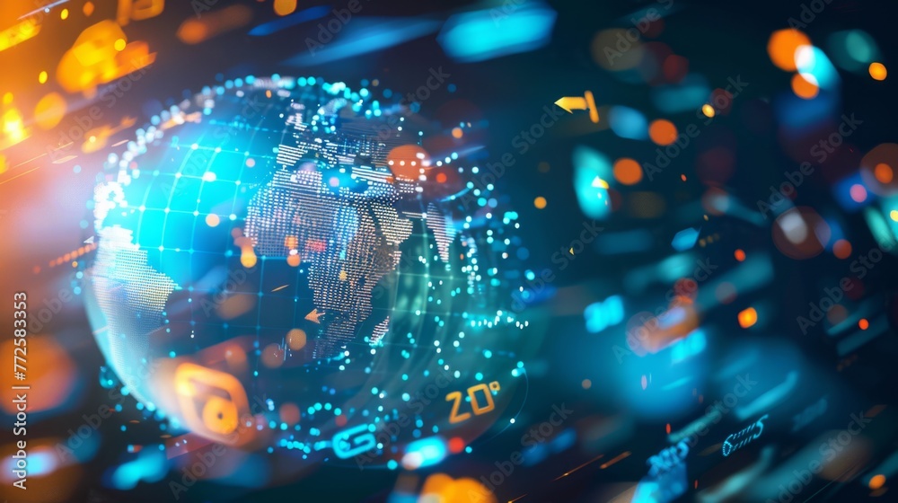 Poster global network technology and ai concept