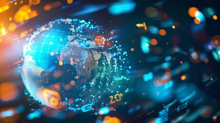 Global Network Technology and AI Concept