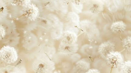 Dandelion flower background. White dandelion flower soft focus. AI.
