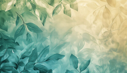 Abstract background with green leaves and copy space for text or image. AI.